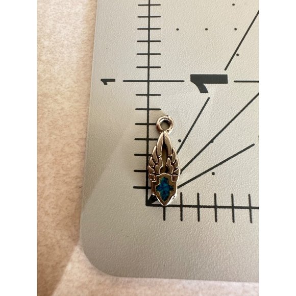 Sterling silver blue turquoise chip inlay feathered wing dainty pendant charm - Picture 5 of 5